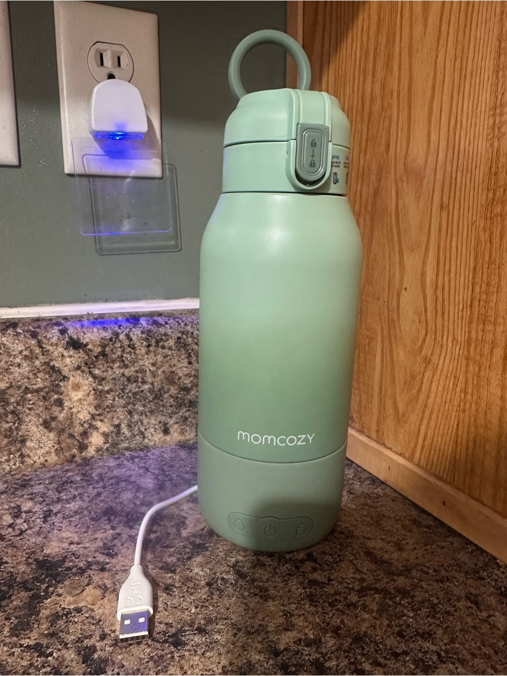 Momcozy Mint Green Portable USB Bottle Warmer - Travel-Friendly